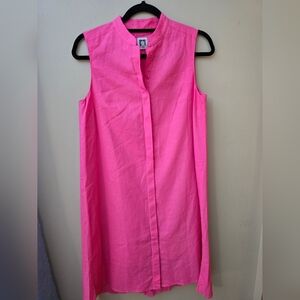 Anne Klein Vibrant Pink Button-Front Midi Dress